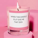 a pink candle with a quote on it