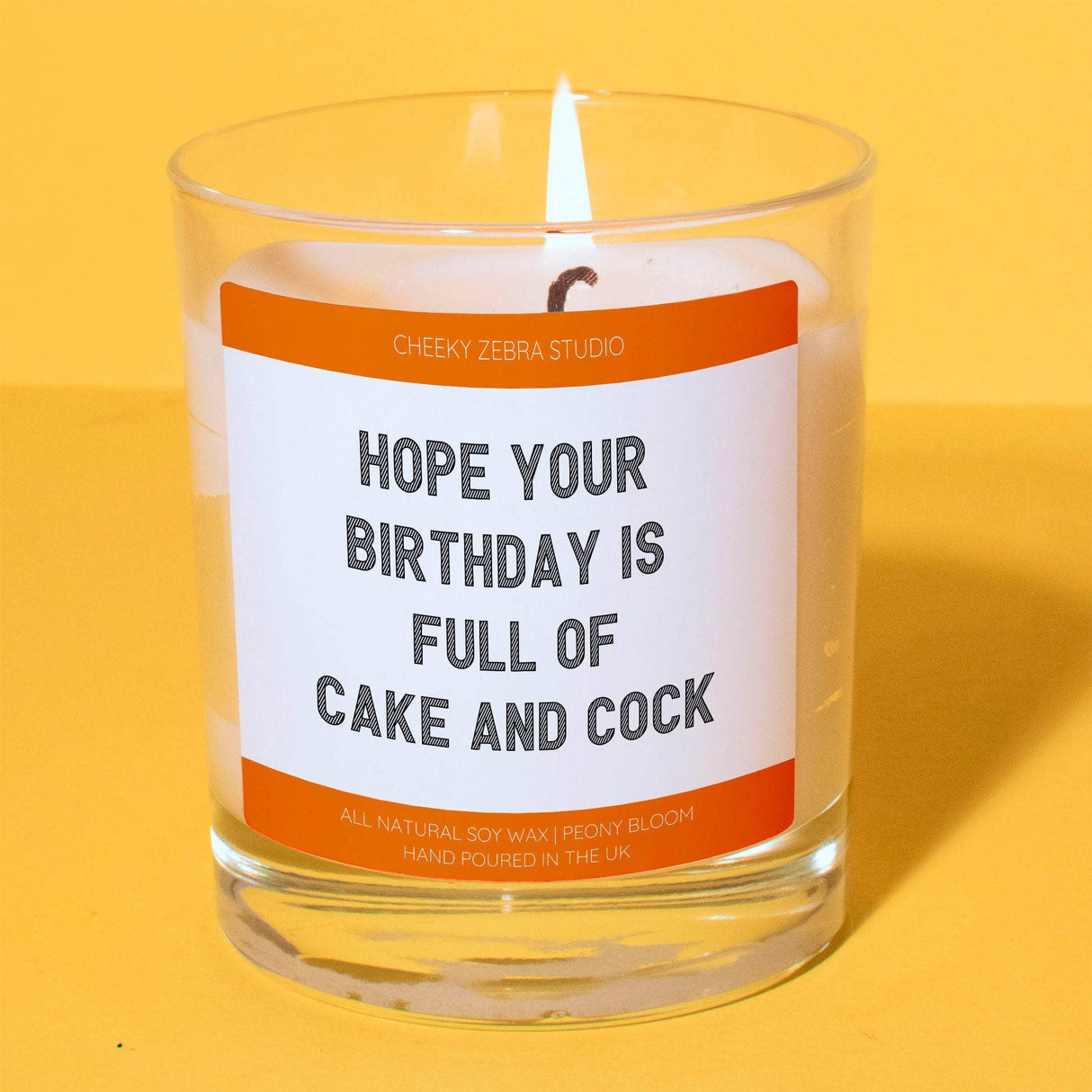 a candle with a sign on it that says, hope your birthday is full of