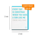 funny mum christmas card frrom son 