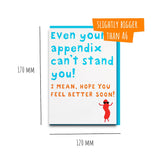 Funny appendicitis get well soon card