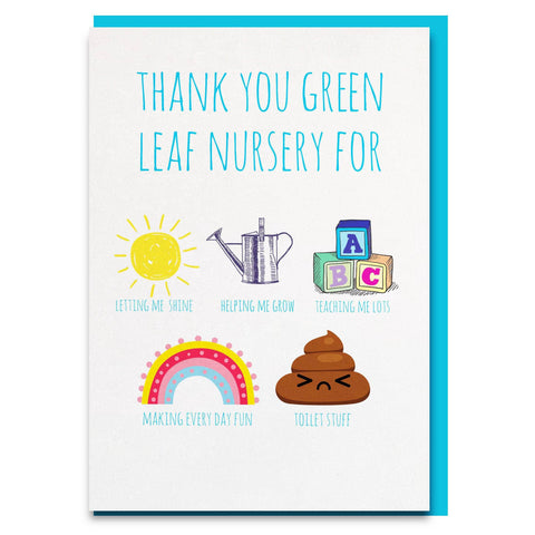unny and sweet personalised thank you nursery card 