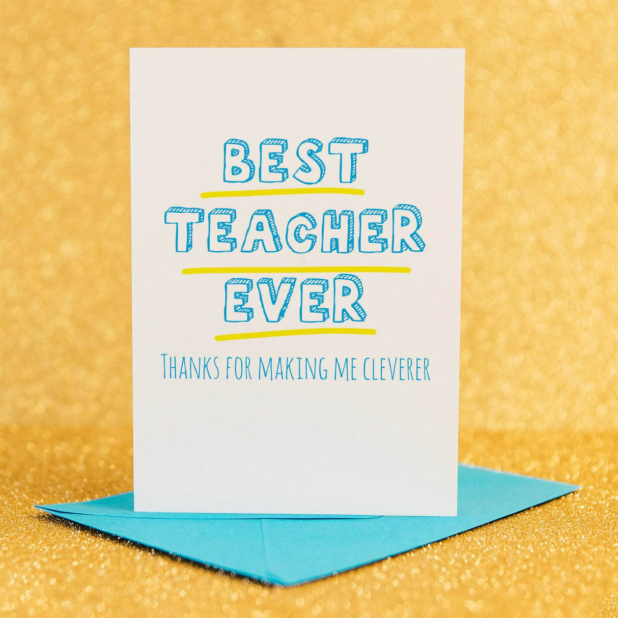 Funny and cheeky "thanks for making me cleverer" thank you card for teacher.