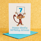 Funny personalised cheeky monkey birthday card for kids! 