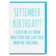 rude september birthday card